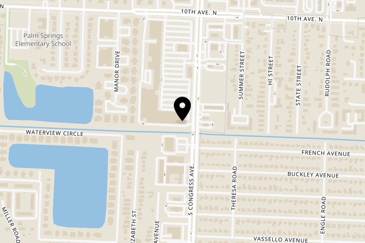 Map showing the location of Mr. Shrimp Palm Springs on 3499 S Congress Ave in Palm Springs