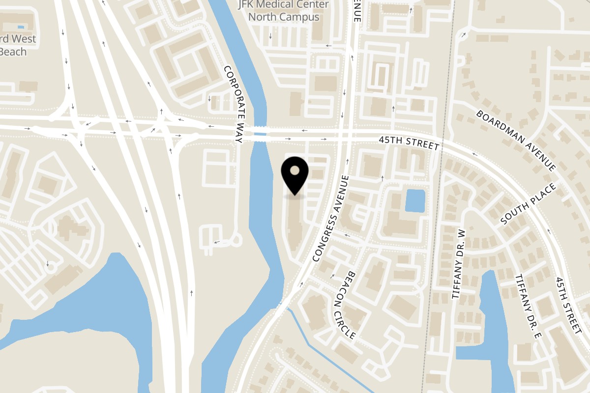 Map showing the location of Mr. Shrimp West Palm Beach on 2100 45th St B26 in West Palm Beach