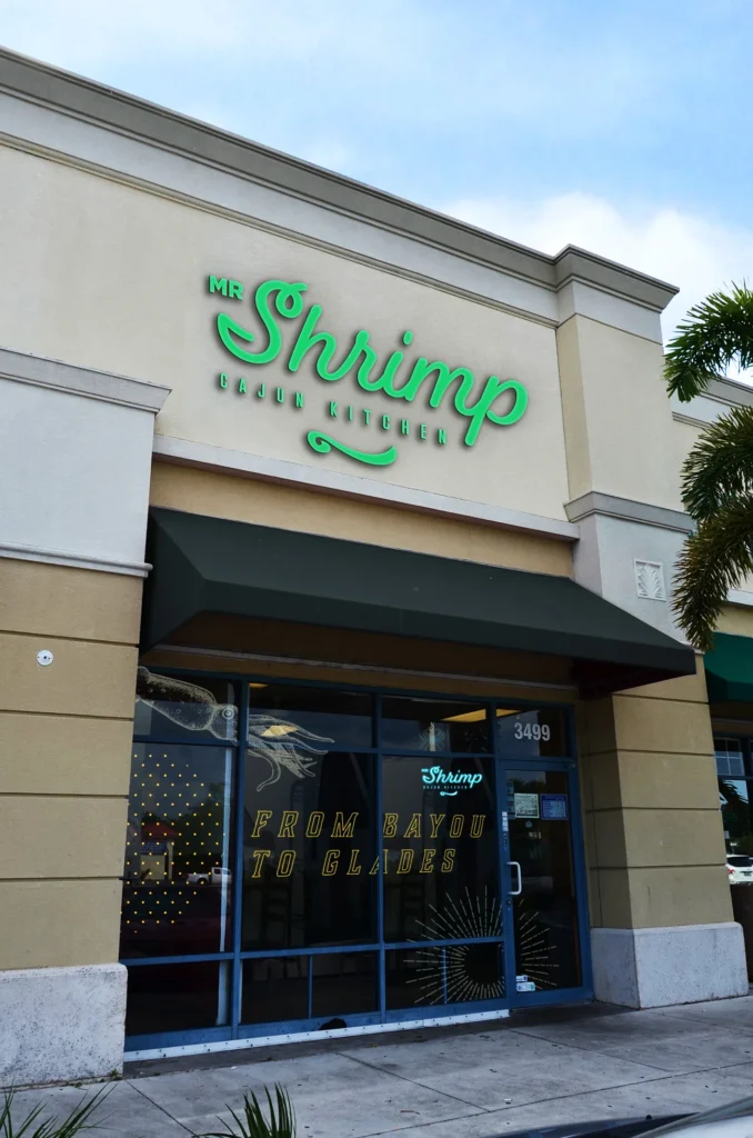 front of the mr shrimp building in palm springs