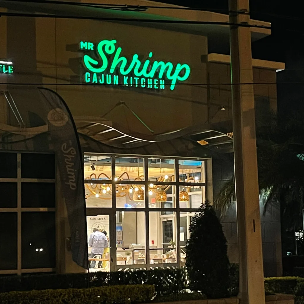 pompano mr shrimp front of building